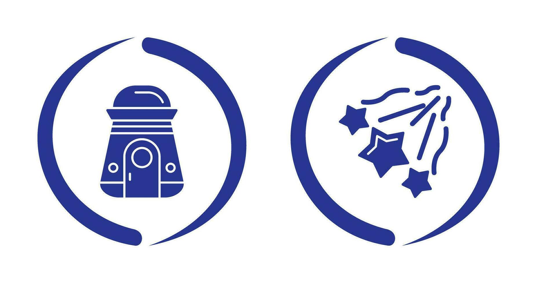 space capsule And falling stars Icon vector