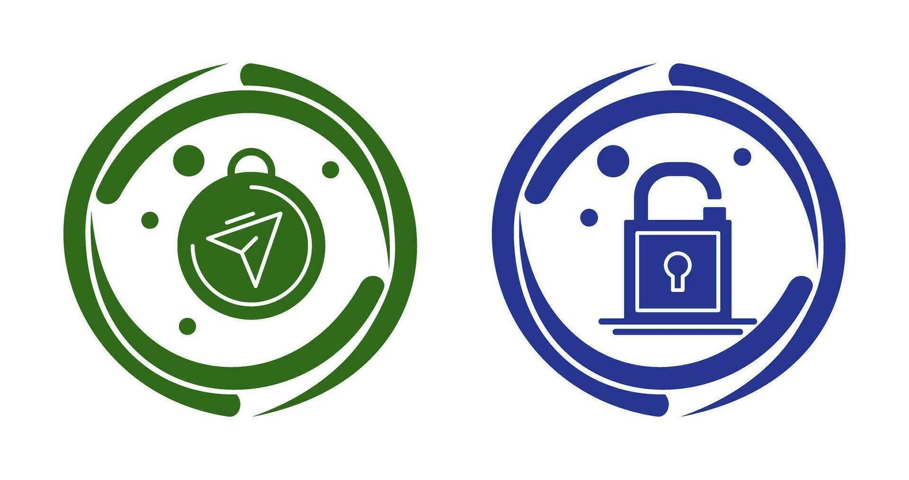 Compass and Open Lock Icon vector