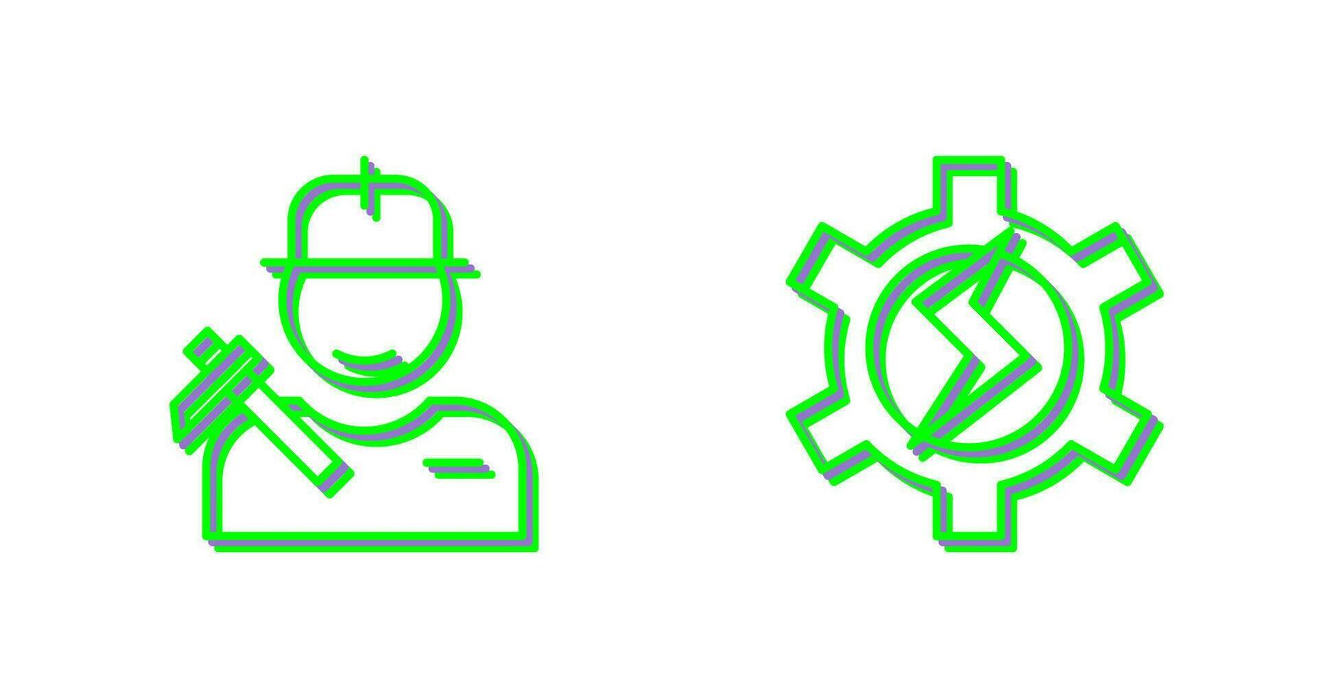 Worker and Setting Icon vector