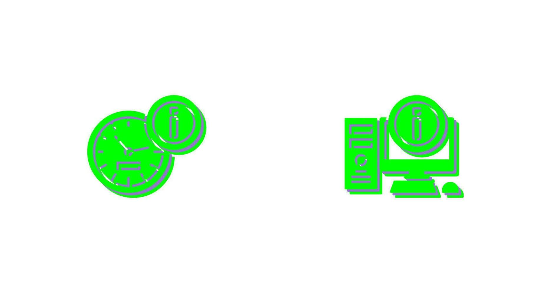 clock and computer Icon vector