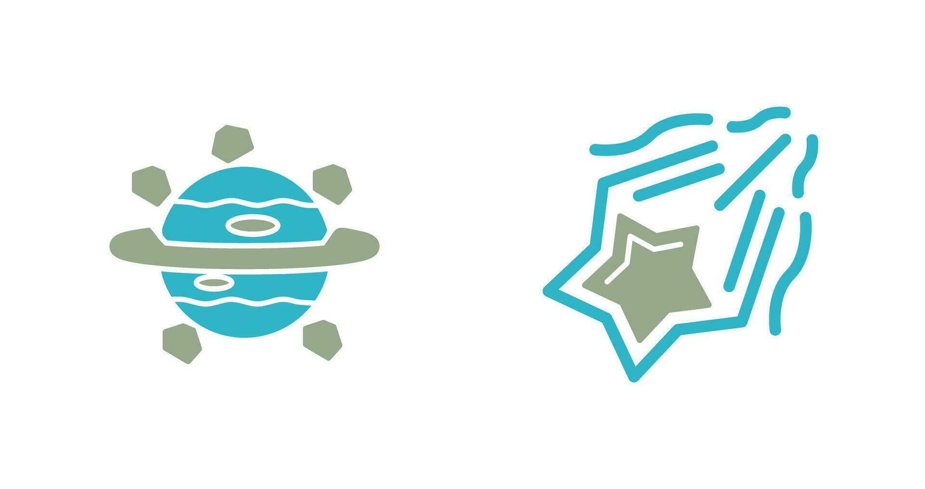 saturn and shooting star Icon vector