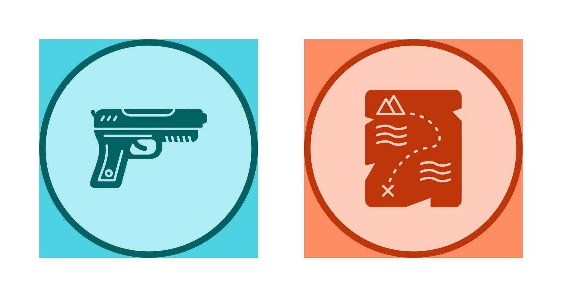 Gun and Treasure  Icon vector