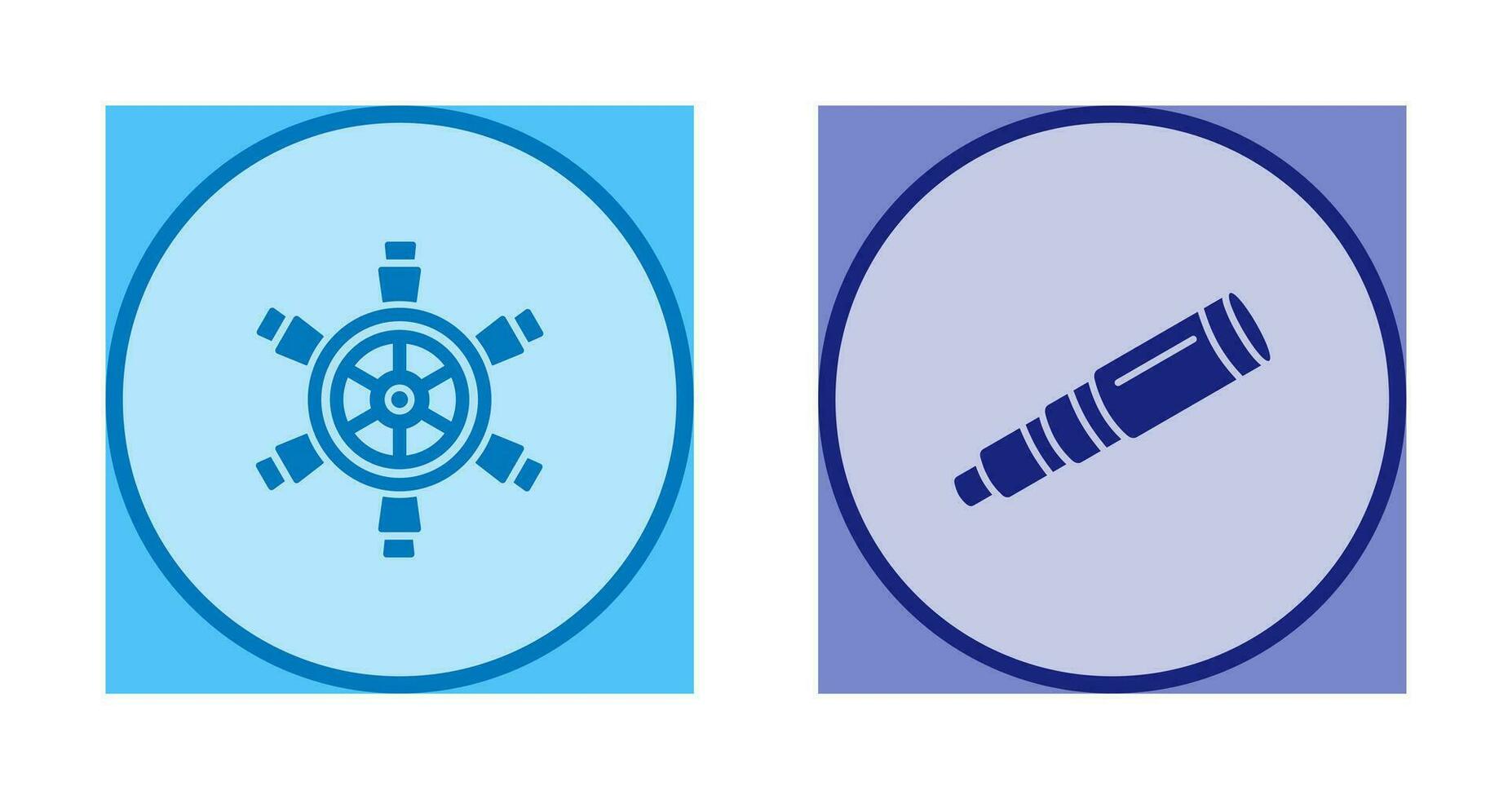 Ship Wheel and Binocular Icon vector