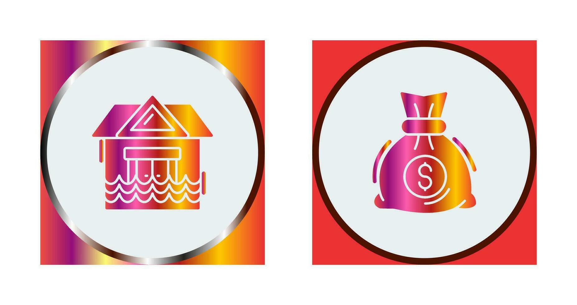 Natural Disaster and Money Bag Icon vector