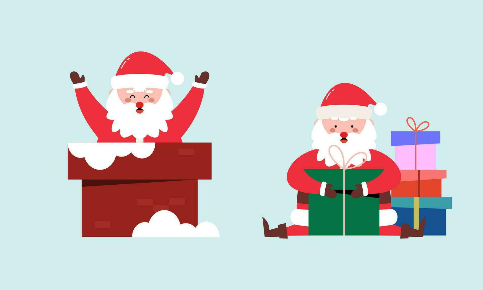 Hand Drawn Collection of Santa Claus for Christmas Holiday Character Illustration vector