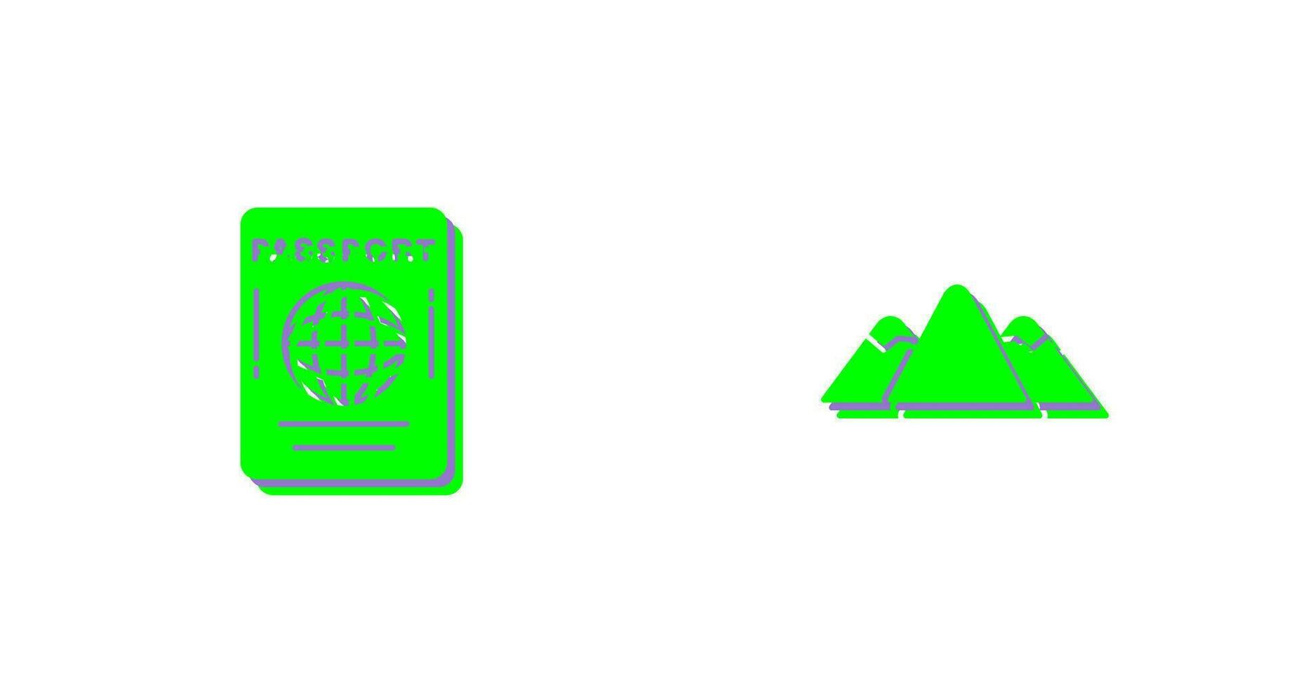 pasaporte y montaña icono vector