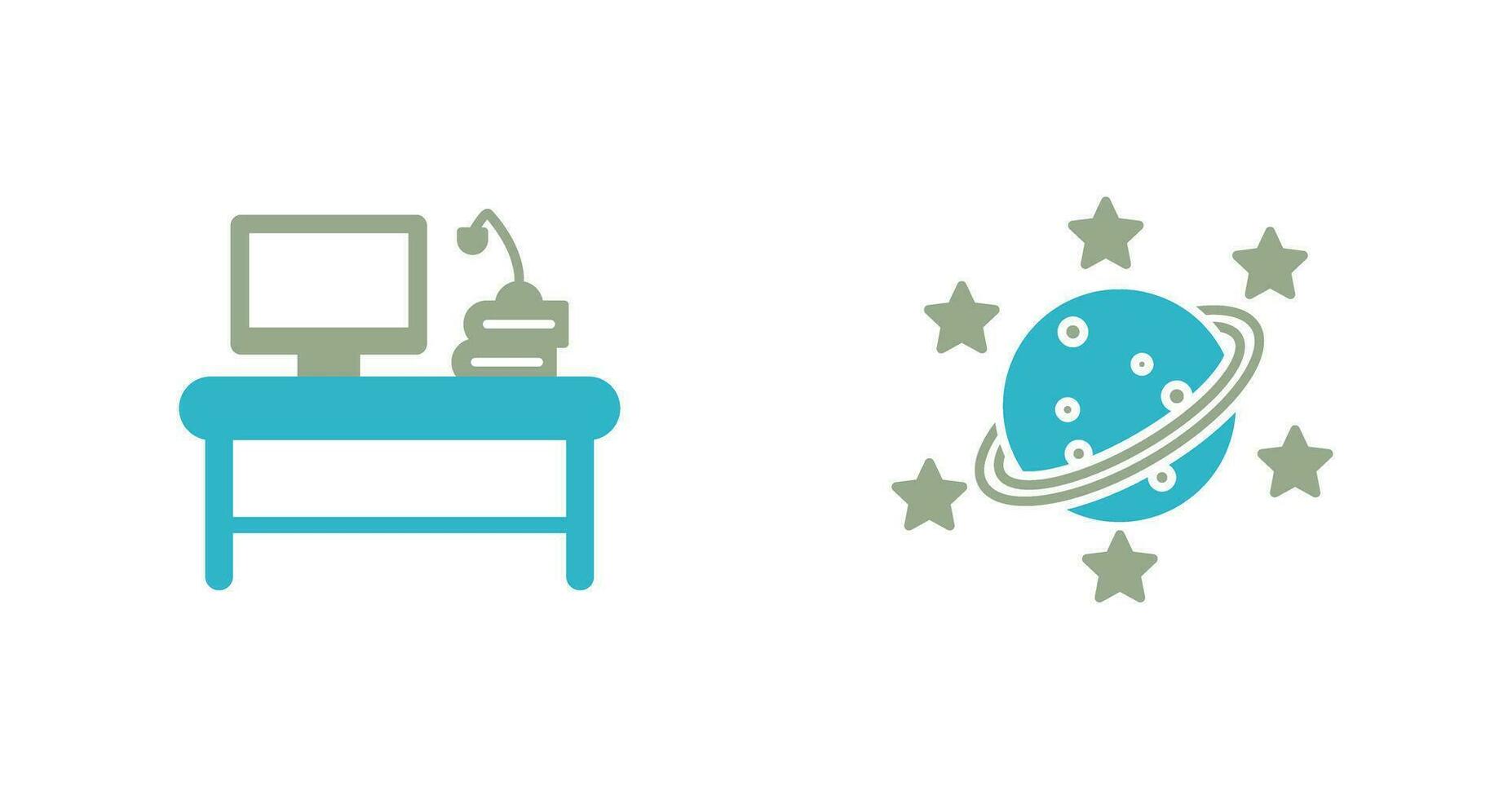 Desktop and Saturn Icon vector