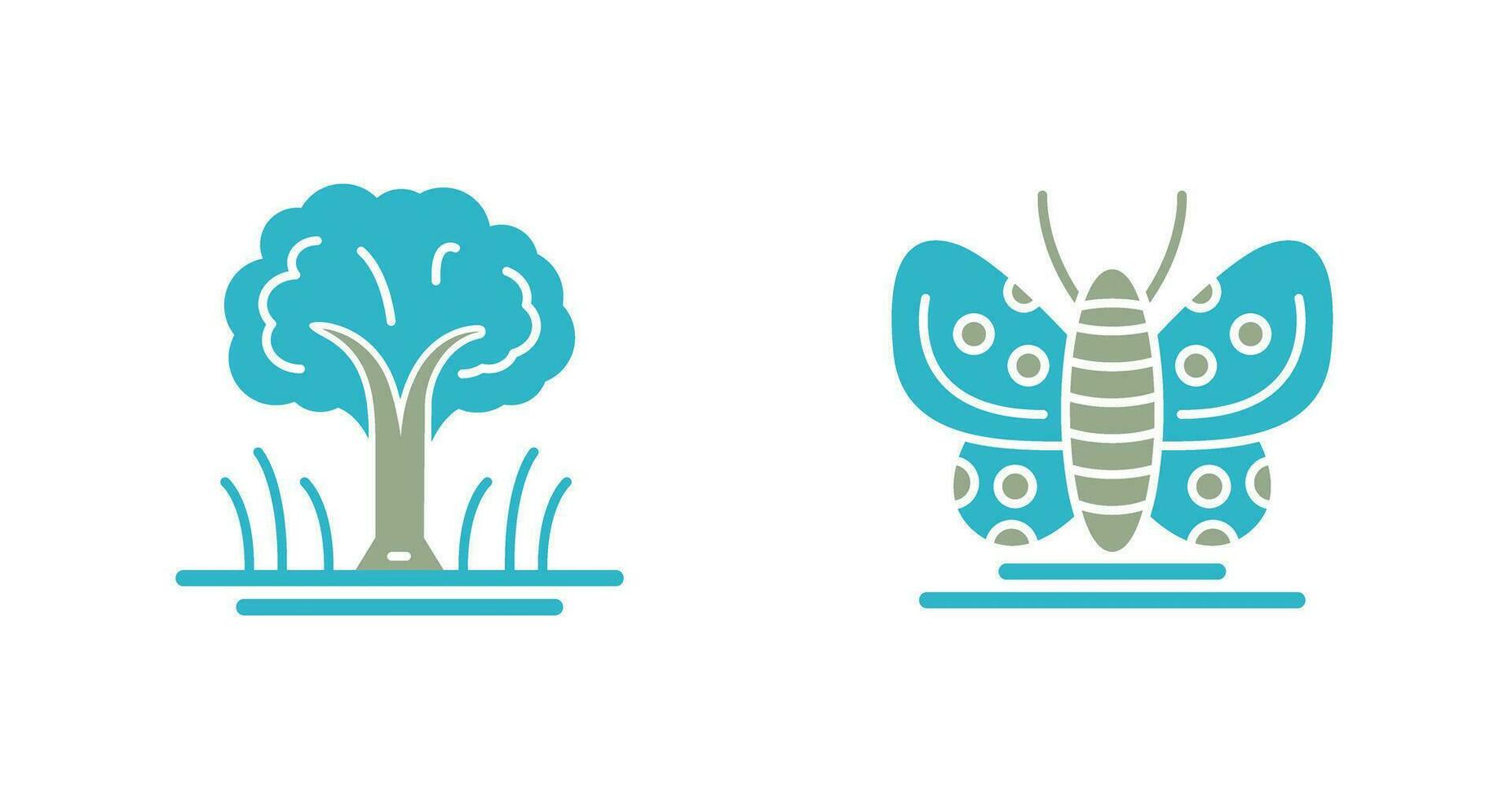 Tree and Butterfly Icon vector