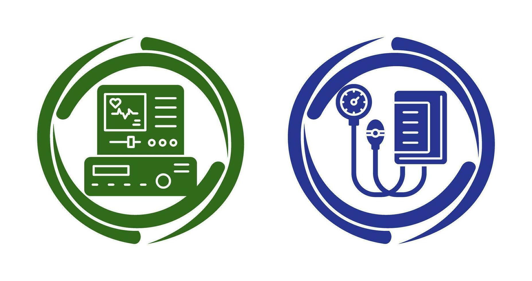 Electrocardiogram and Blood Pressure Gauge Icon vector
