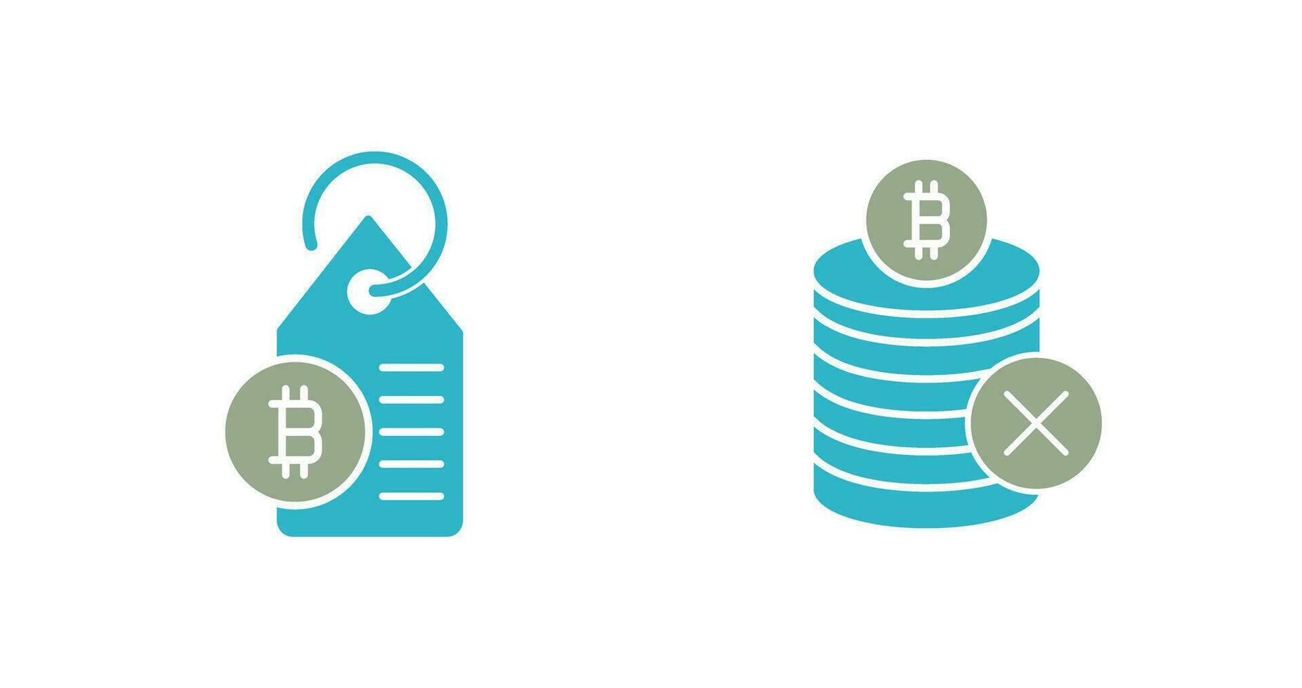 Not Accepted and Bitcoin Label Tag Icon vector