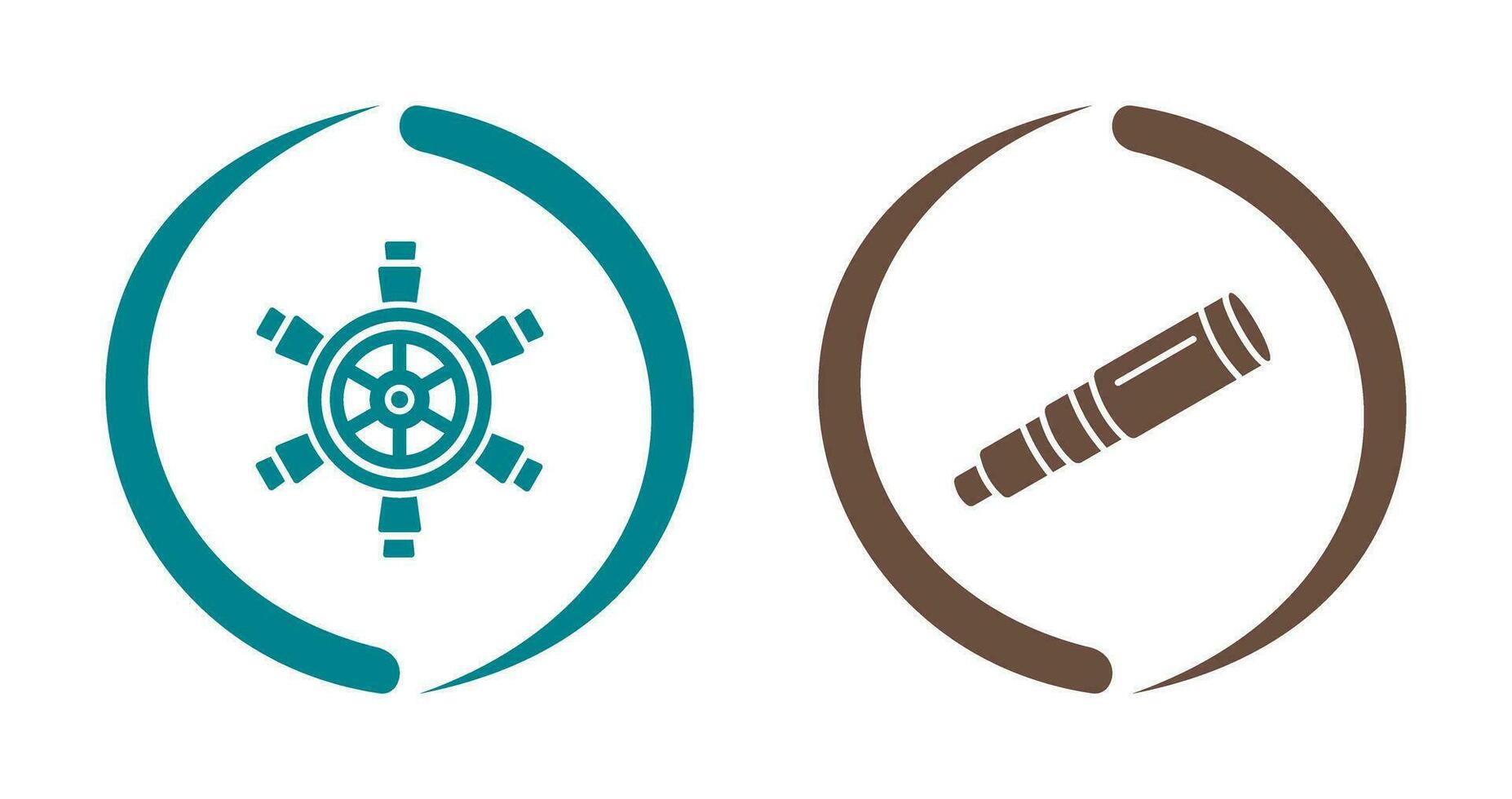 Ship Wheel and Binocular Icon vector