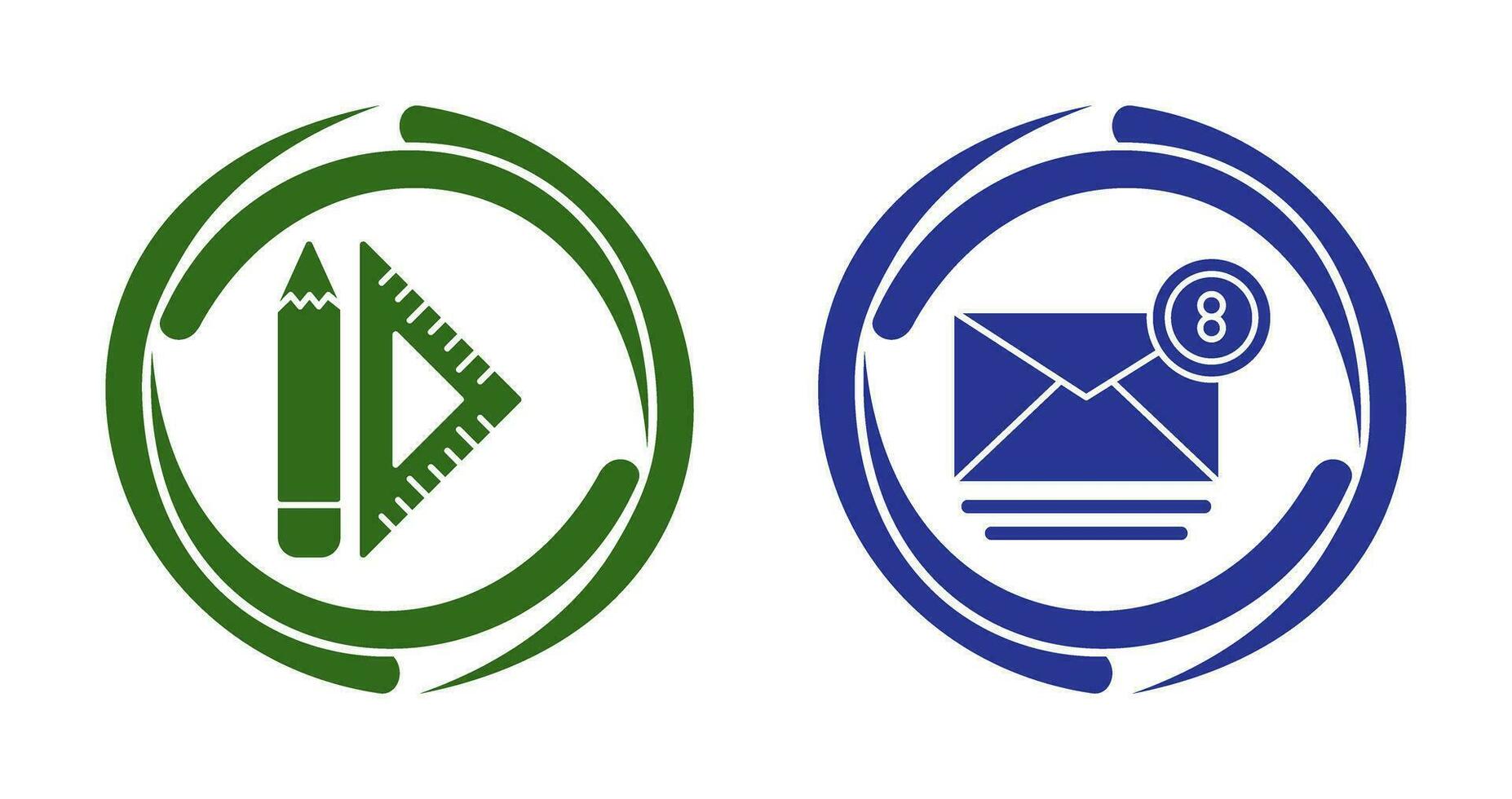 set square and mail Icon vector