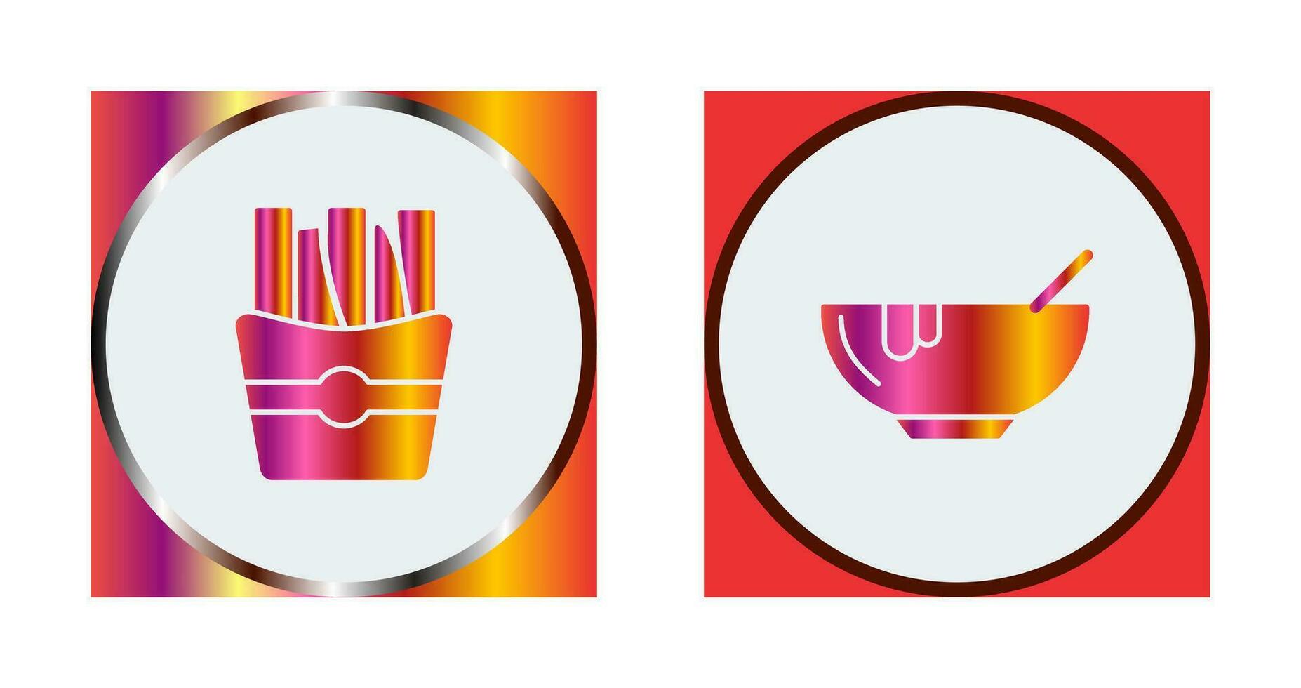 sopa y papas fritas icono vector