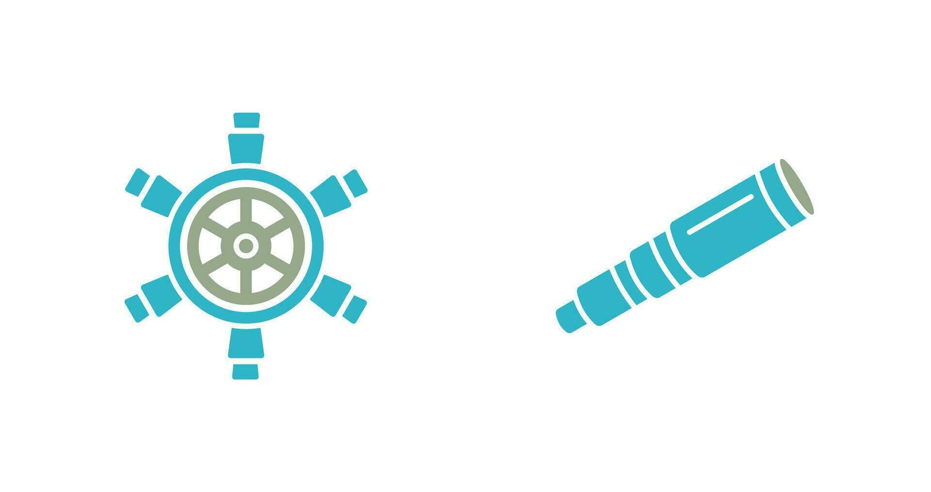 Ship Wheel and Binocular Icon vector