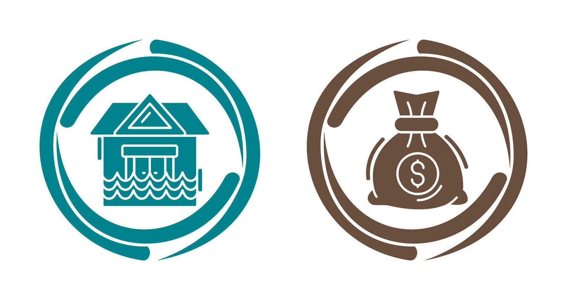 Natural Disaster and Money Bag Icon vector
