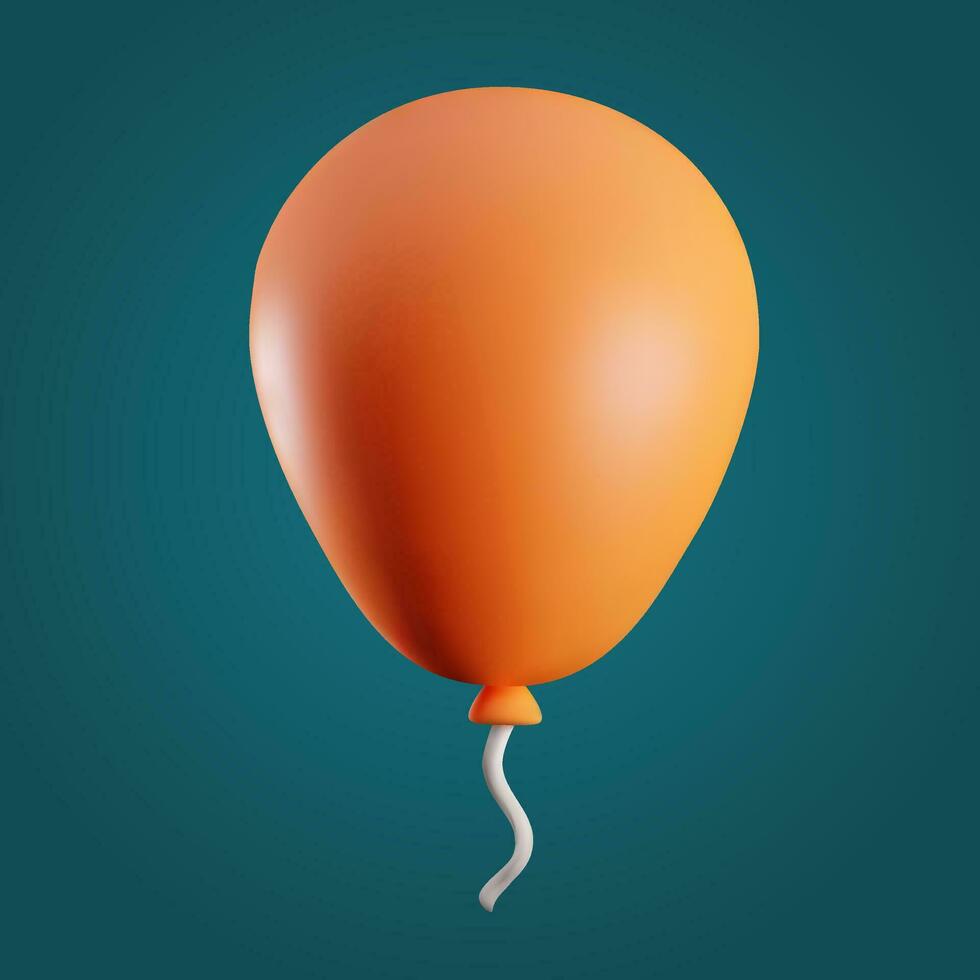 Balloon 3d icon. Cartoon style. Brown 3d plastic air balloon vector illustration isolated on dark blue background