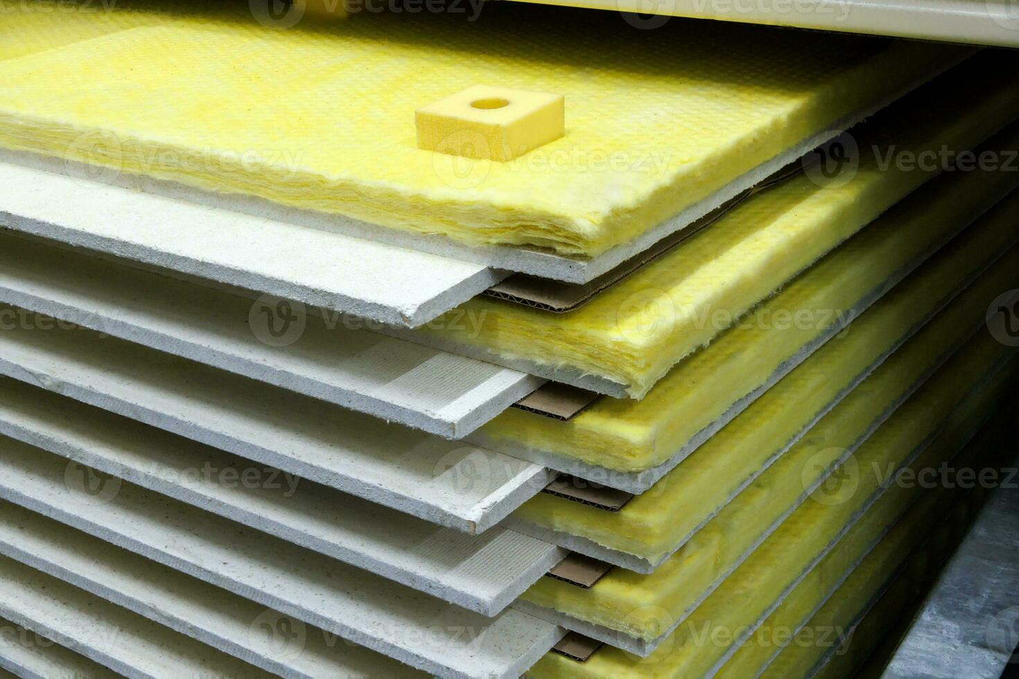 insulated dry wall sheets packs stack in home improvement store photo