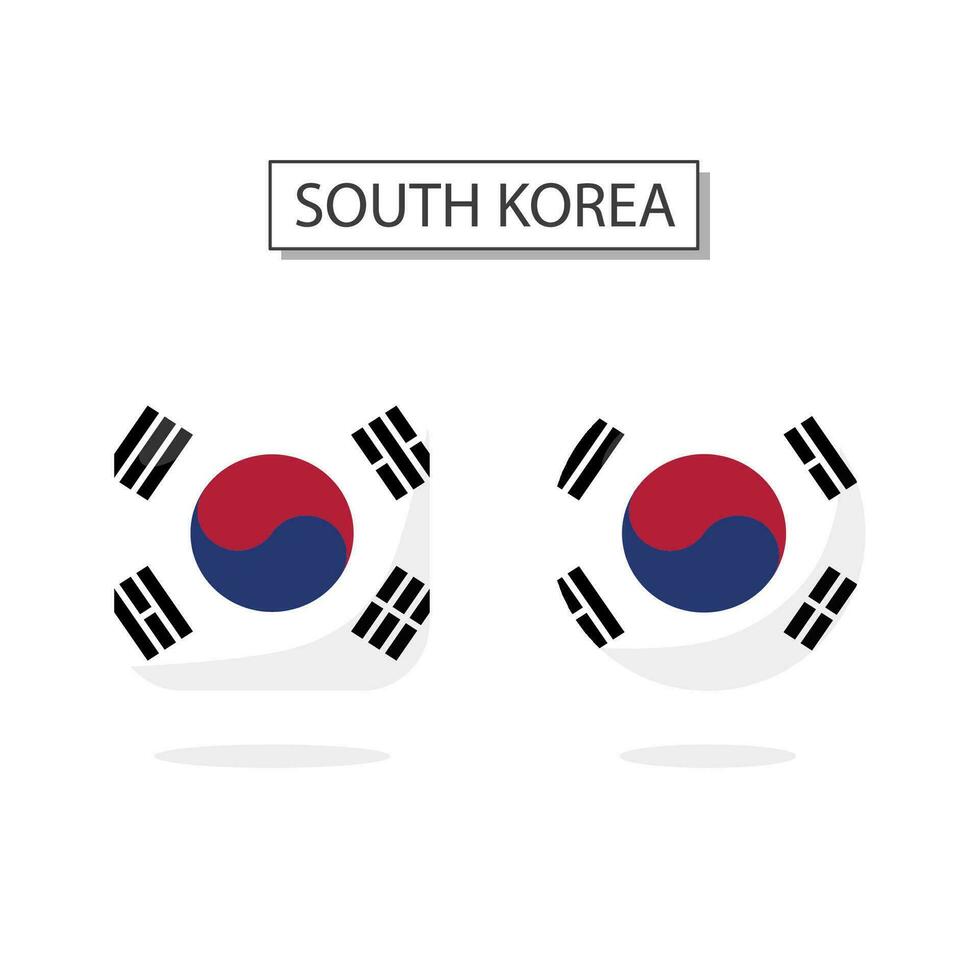 Flag of South Korea 2 Shapes icon 3D cartoon style. vector