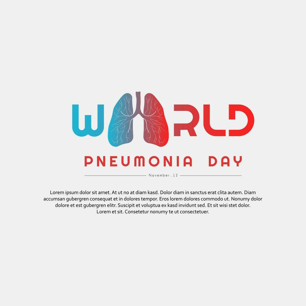 World Pneumonia Day 12 November, minimalist poster design with a picture of the lungs vector