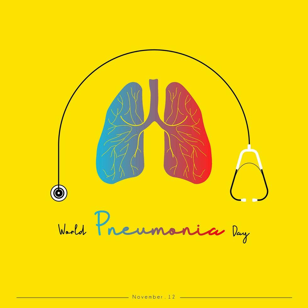 World Pneumonia Day 12 November, minimalist poster design with a picture of the lungs vector