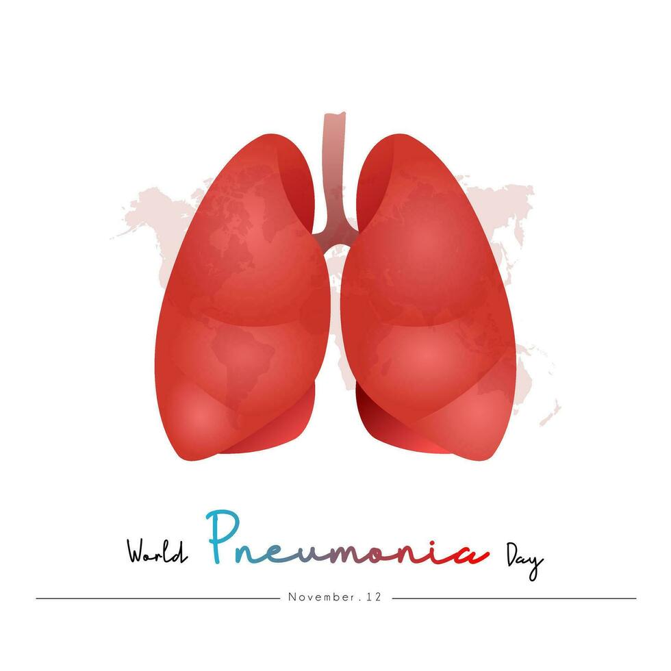 World Pneumonia Day 12 November, minimalist poster design with a picture of the lungs vector