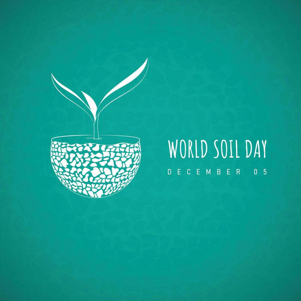 World soil day vector illustration in green background and white leaves