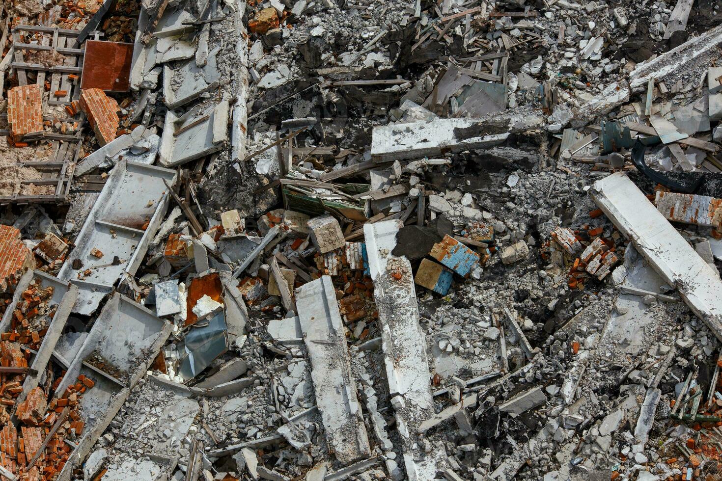 building rubble, full-frame high angle view photo