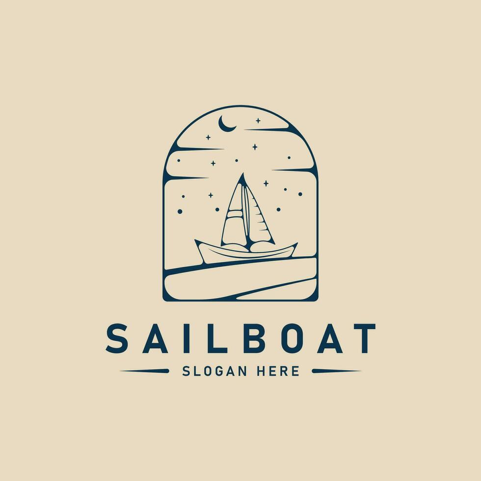 sailboat  logo design template, with emblem vector  illustration design