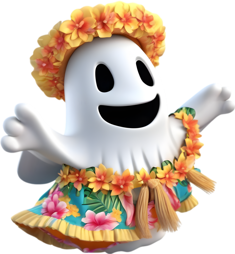 A cute ghost with flowers. AI-Generated. png