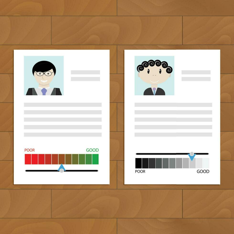 Credit history document with rating. Applicant for a mortgage, loan or loan. Vector illustration