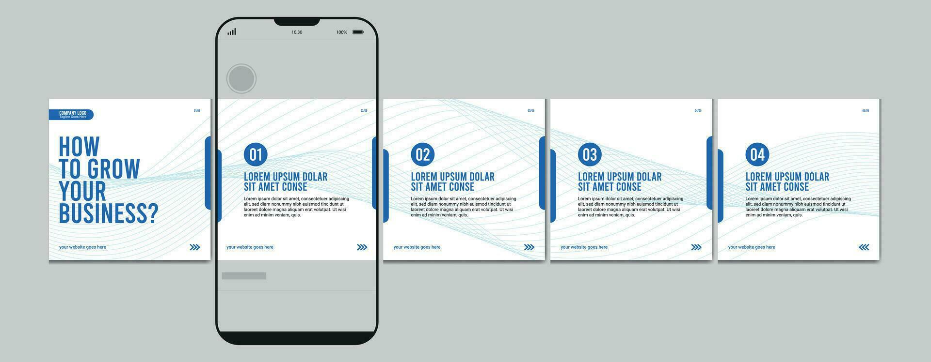 Set Of Carousel Post Template, Editable carousel post, social media carousel post for business vector