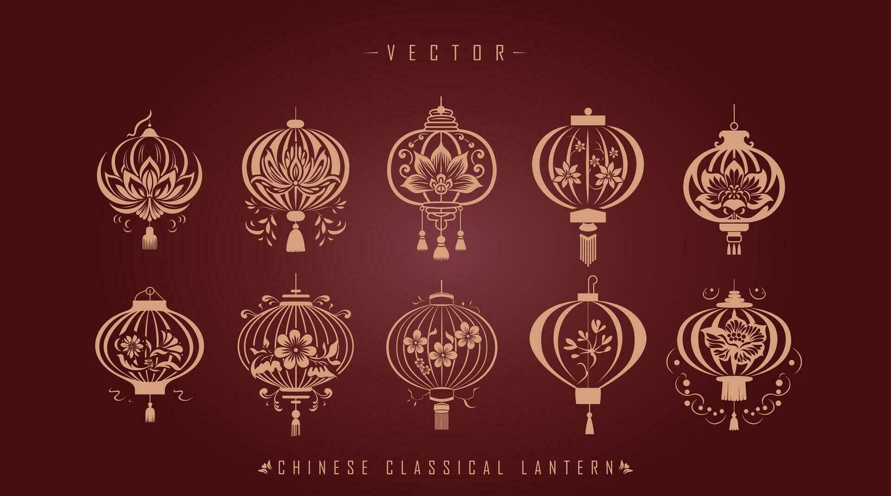 Classic Traditional Chinese Lantern Kit vector