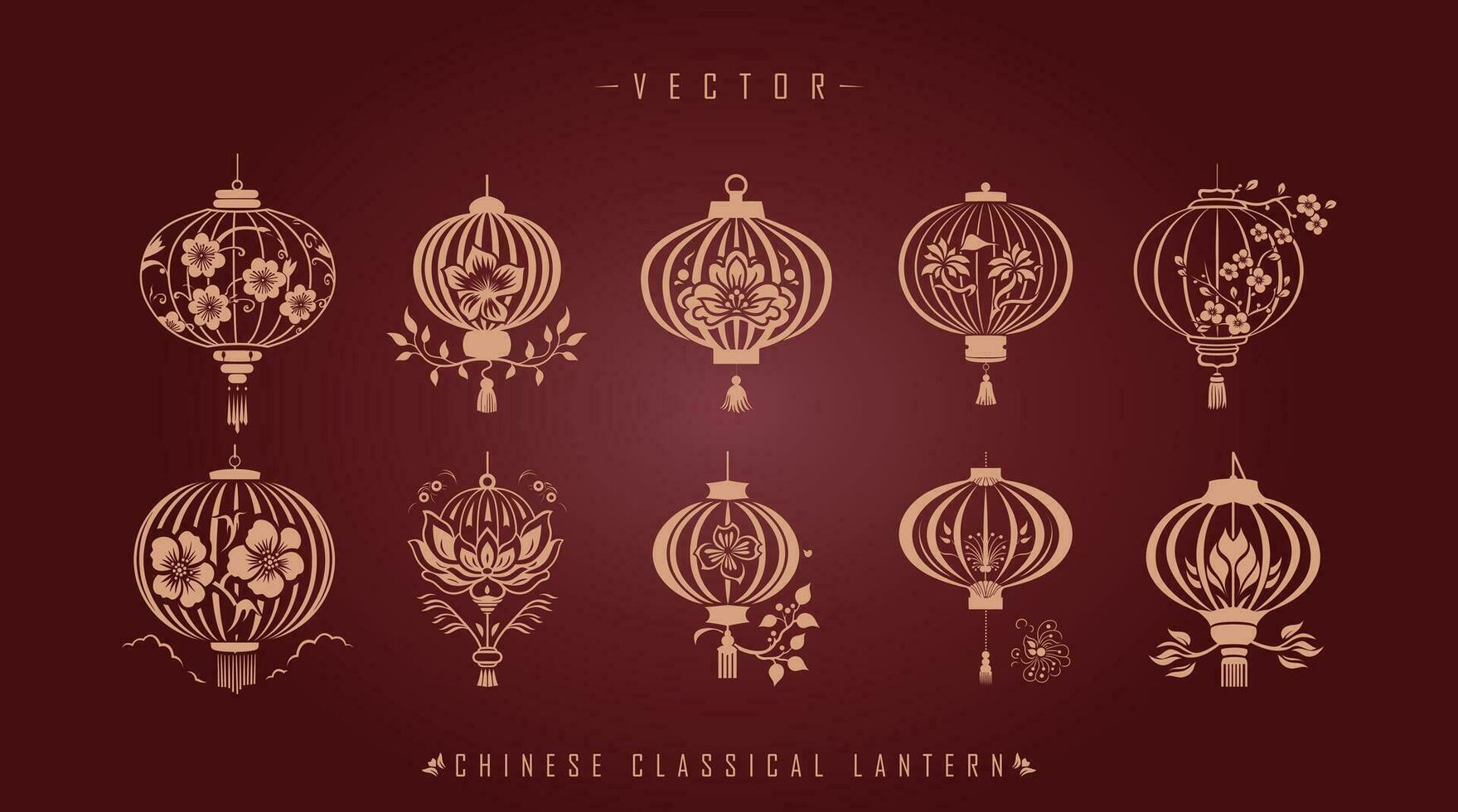 Classic Traditional Chinese Lantern Kit vector