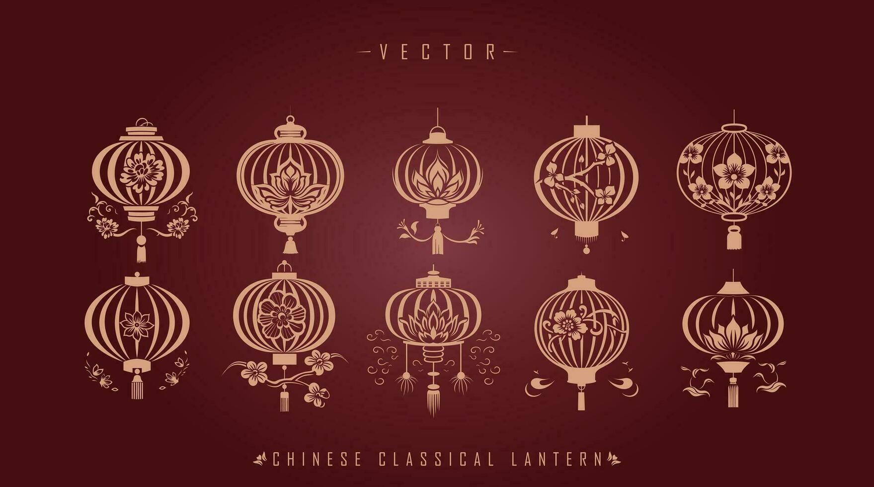 Classic Traditional Chinese Lantern Kit vector