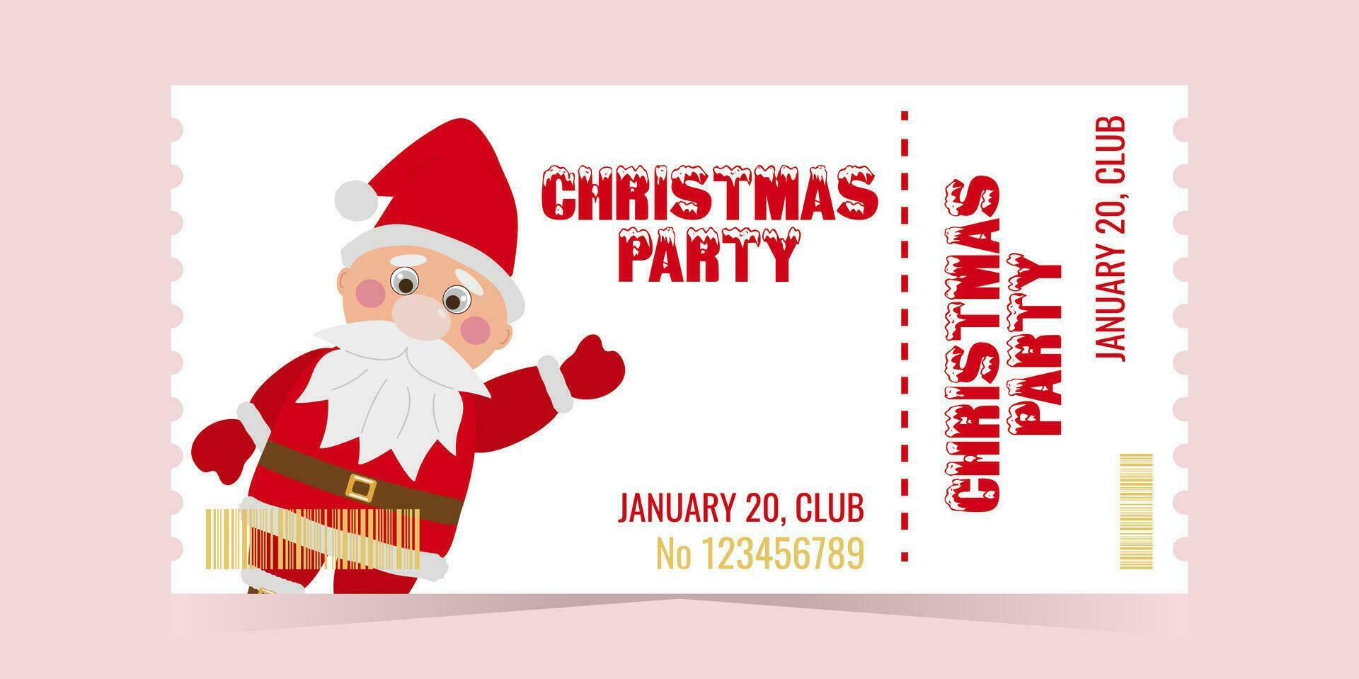 Christmas Party Ticket layout template card design vector