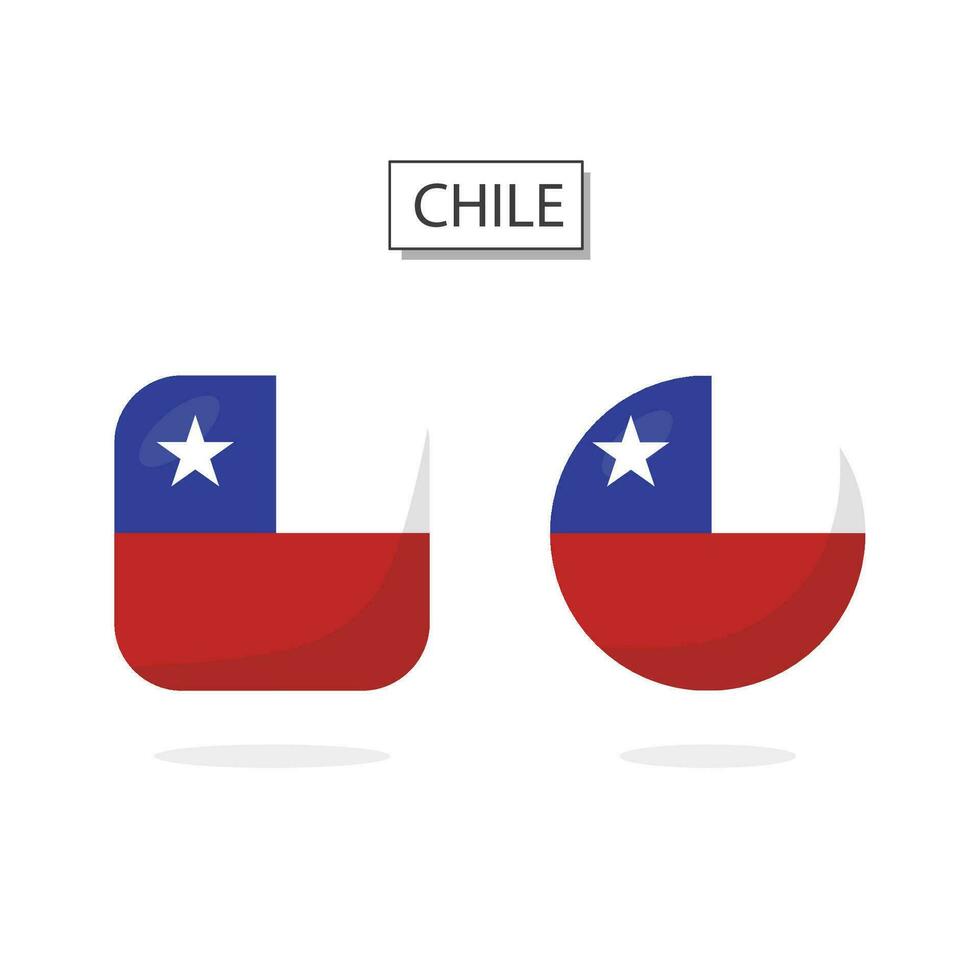 bandera de Chile 2 formas icono 3d dibujos animados estilo. vector