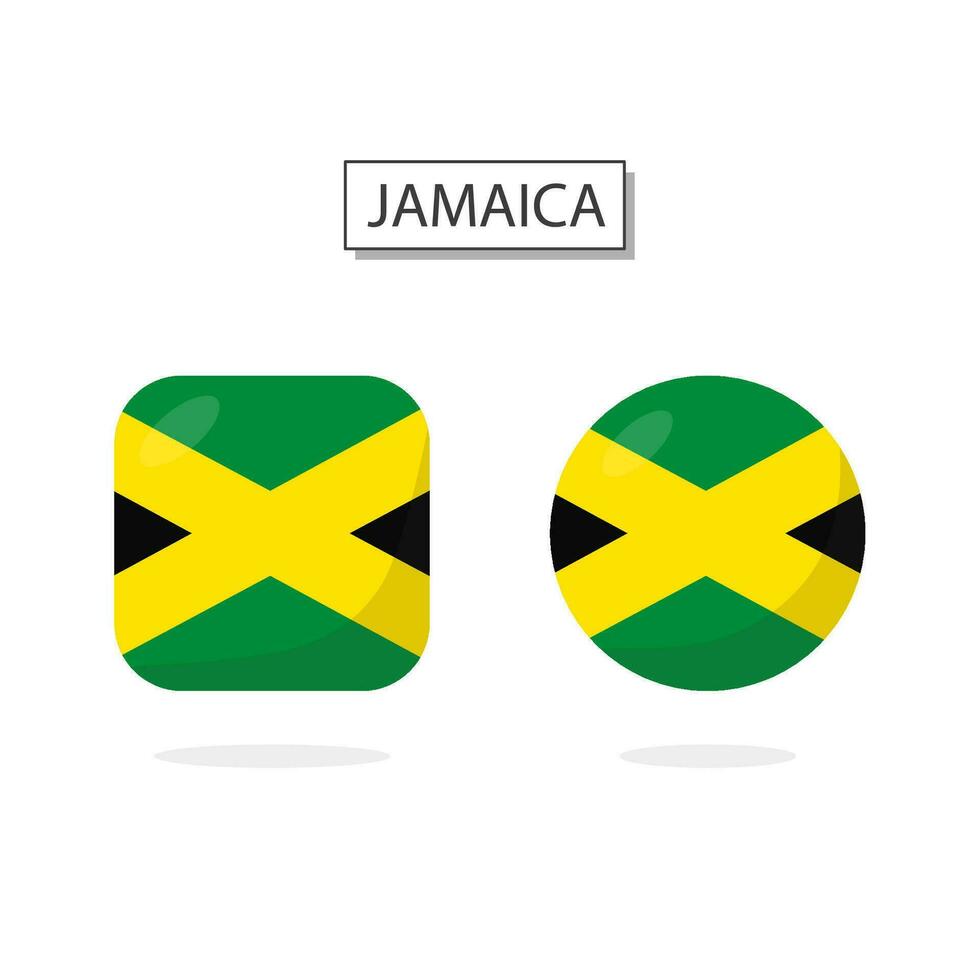 bandera de Jamaica 2 formas icono 3d dibujos animados estilo. vector