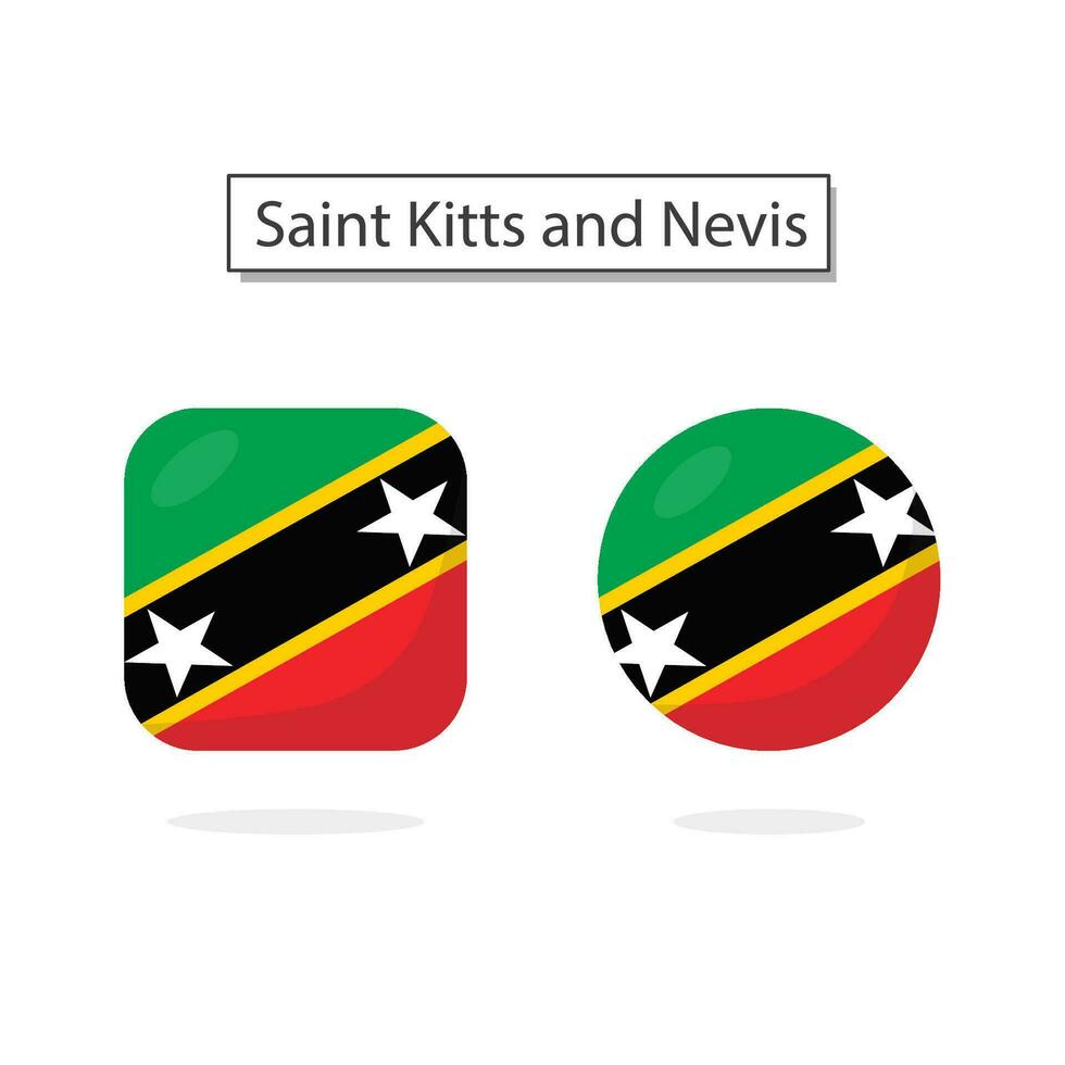 Flag of Saint Kitts and Nevis 2 Shapes icon 3D cartoon style. vector