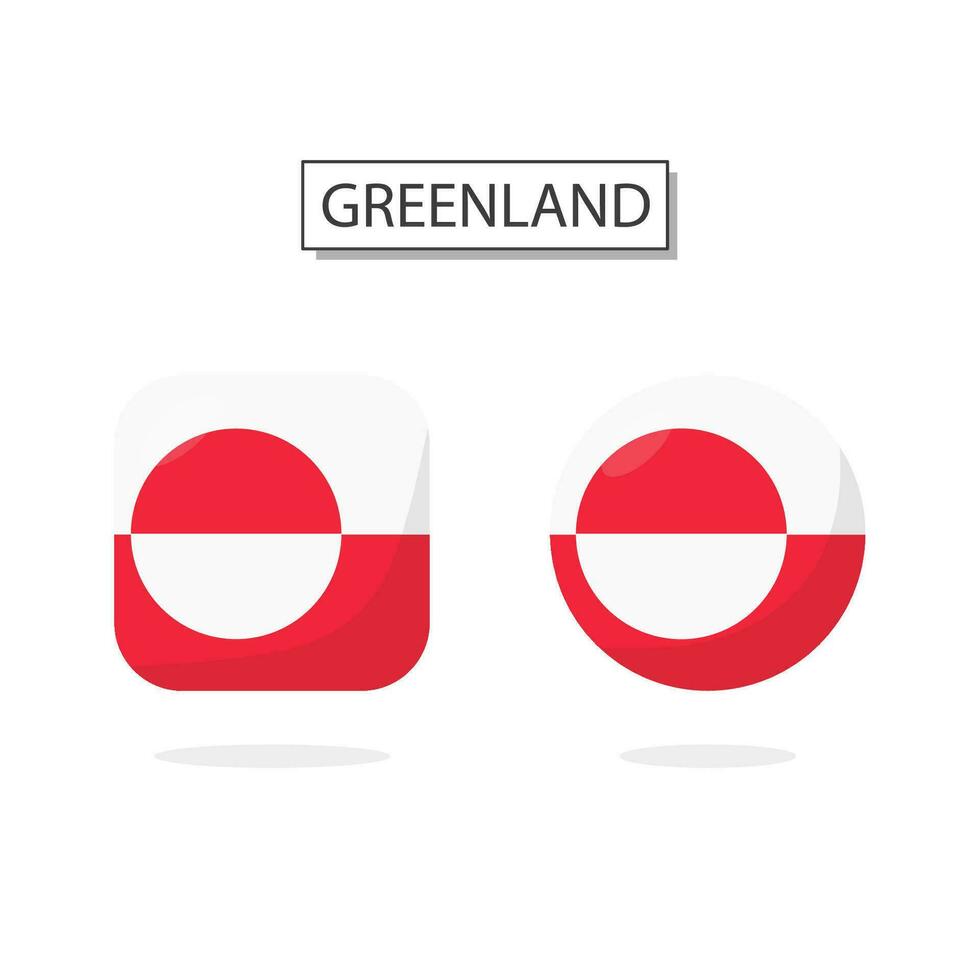 Flag of Greenland 2 Shapes icon 3D cartoon style. vector