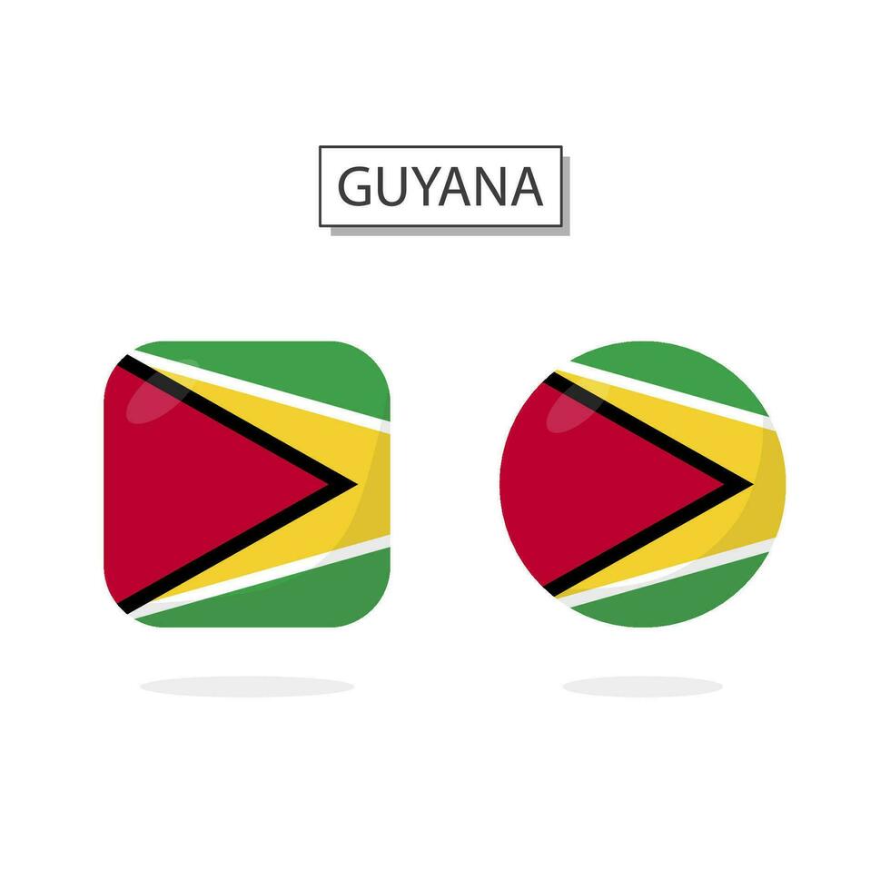 Flag of Guyana 2 Shapes icon 3D cartoon style. vector