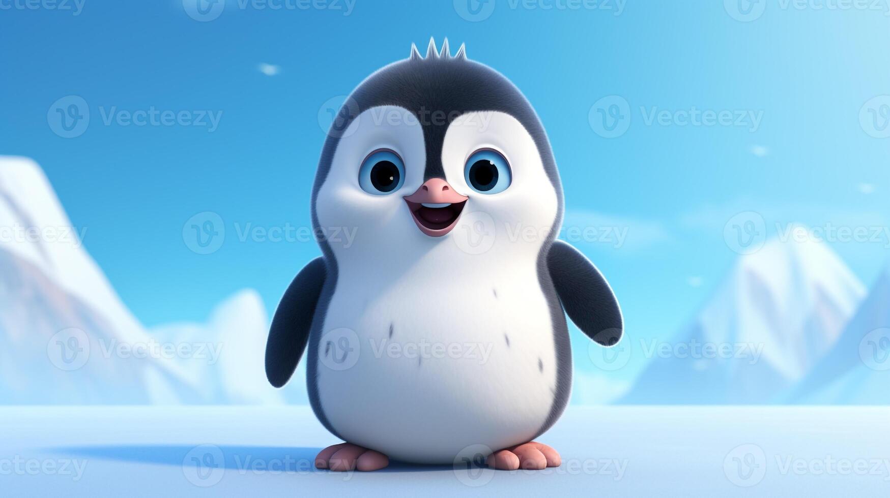 a cute little Penguin in Disney cartoon style. Generative AI photo