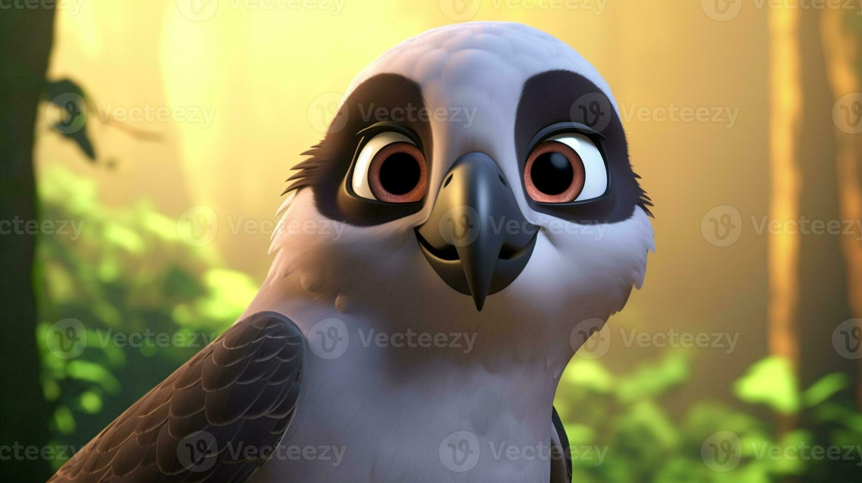 a cute little Peregrine Falcon in Disney cartoon style. Generative AI photo
