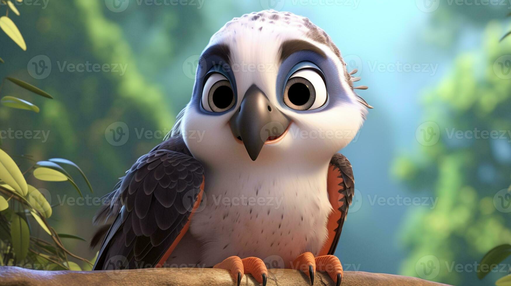 a cute little Peregrine Falcon in Disney cartoon style. Generative AI photo