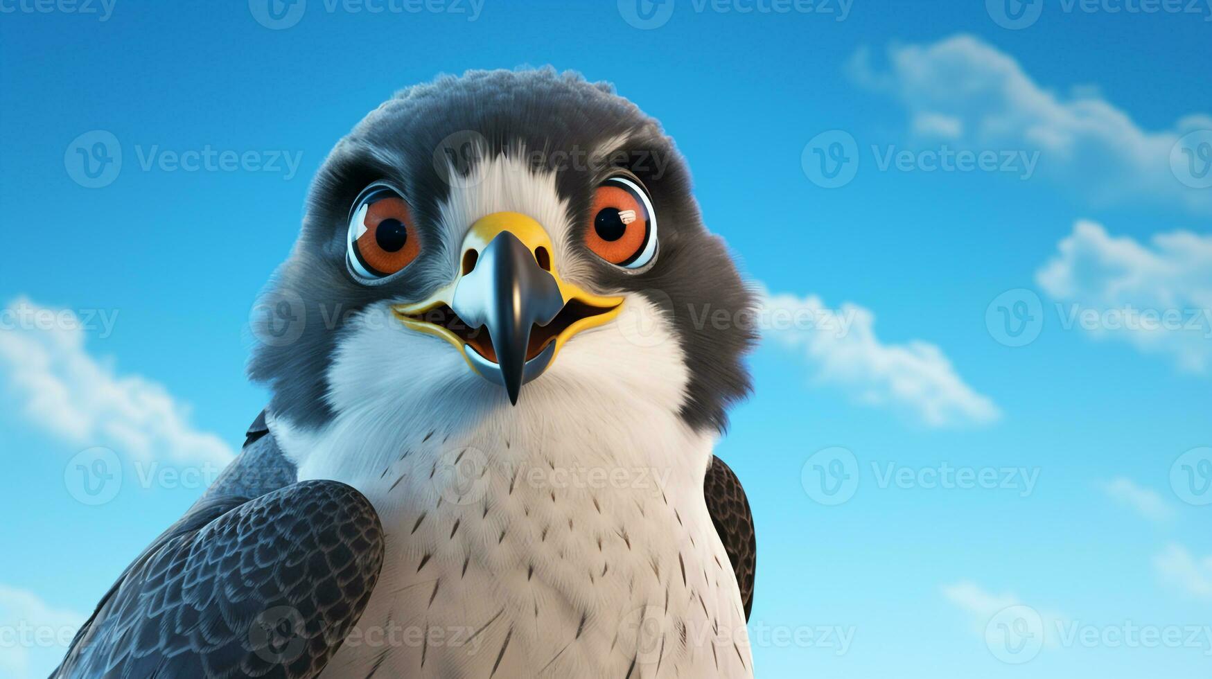 a cute little Peregrine Falcon in Disney cartoon style. Generative AI photo