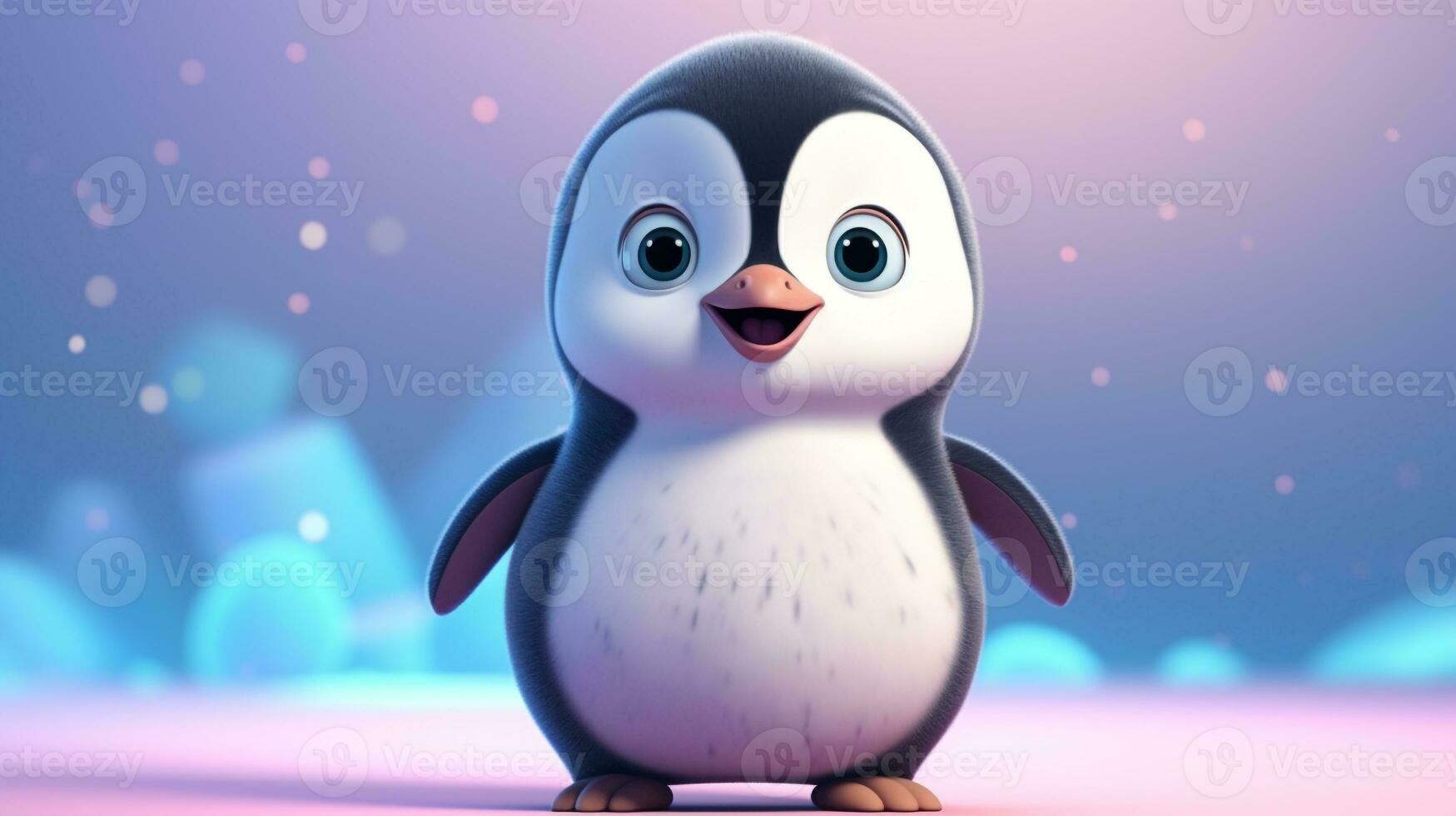 a cute little Penguin in Disney cartoon style. Generative AI photo