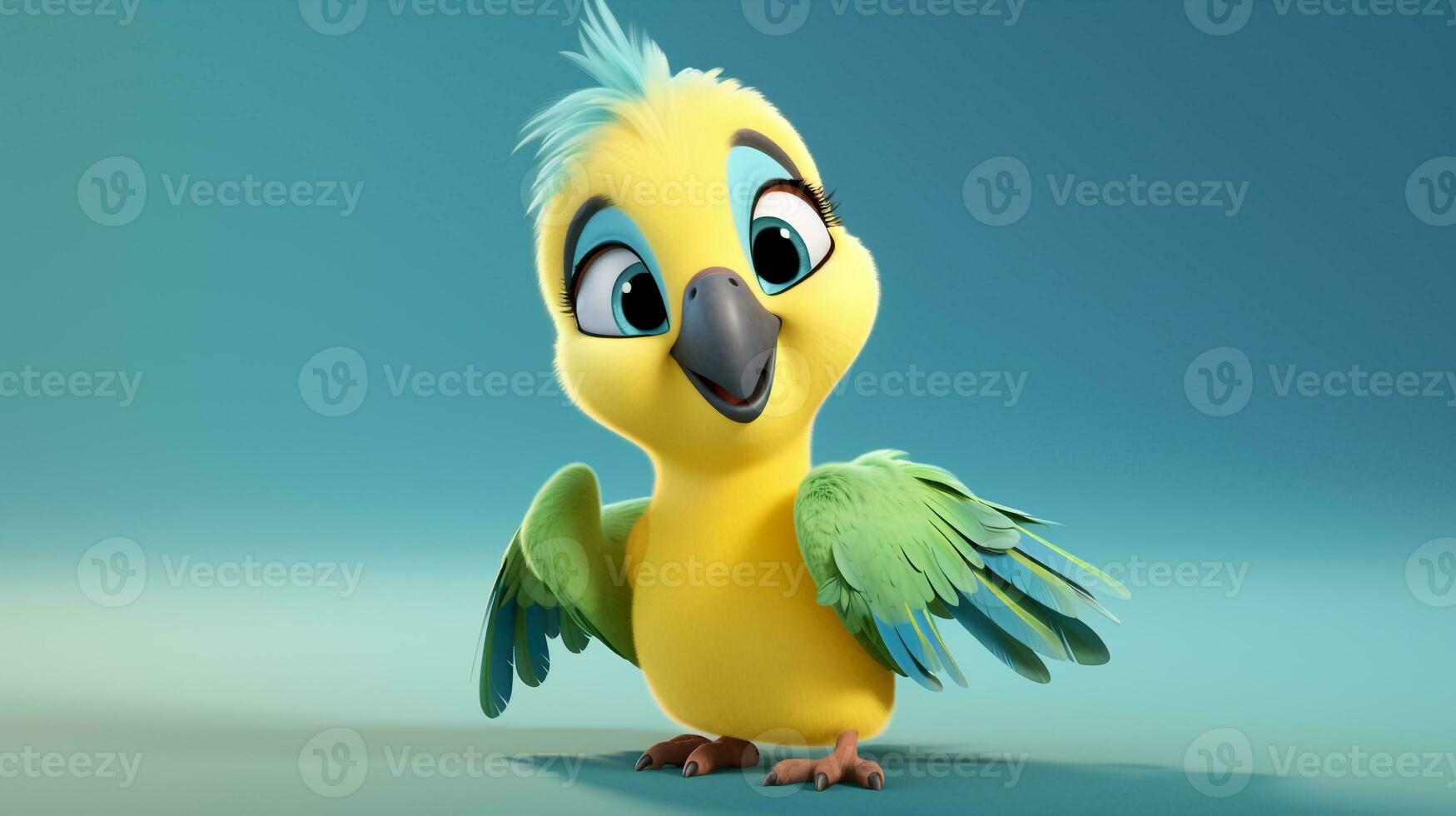 a cute little Parrot in Disney cartoon style. Generative AI photo