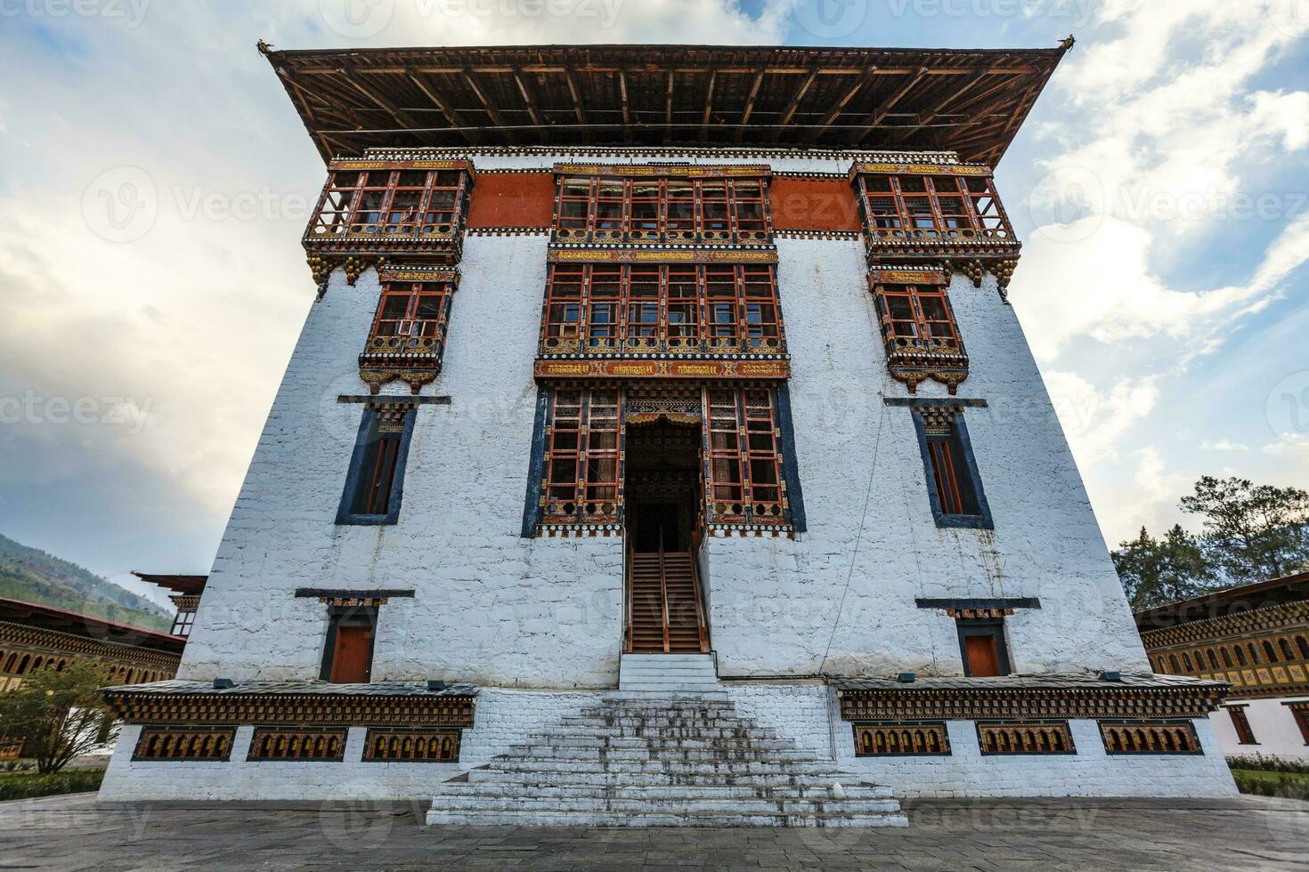 exterior de el basura choe dzong en Timbu, Bután, Asia foto