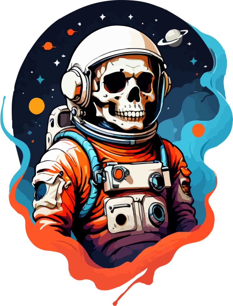 Skull Astronaut Clip Art AI Generative png