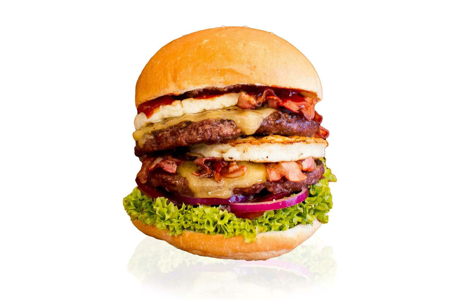 tararear hamburguesa, queso hamburguesa, vegetal hamburguesa, Comida rápida, carne de vaca hamburguesa, cebolla, pan, salsa de tomate foto