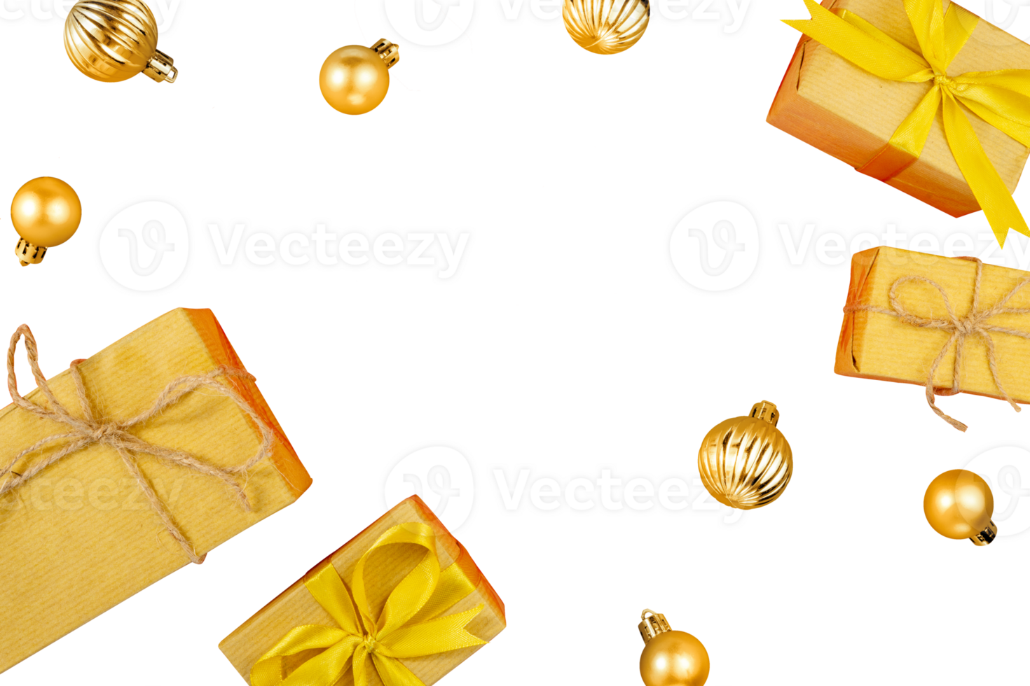golden gift box and bubble copy space. luxury frame design png
